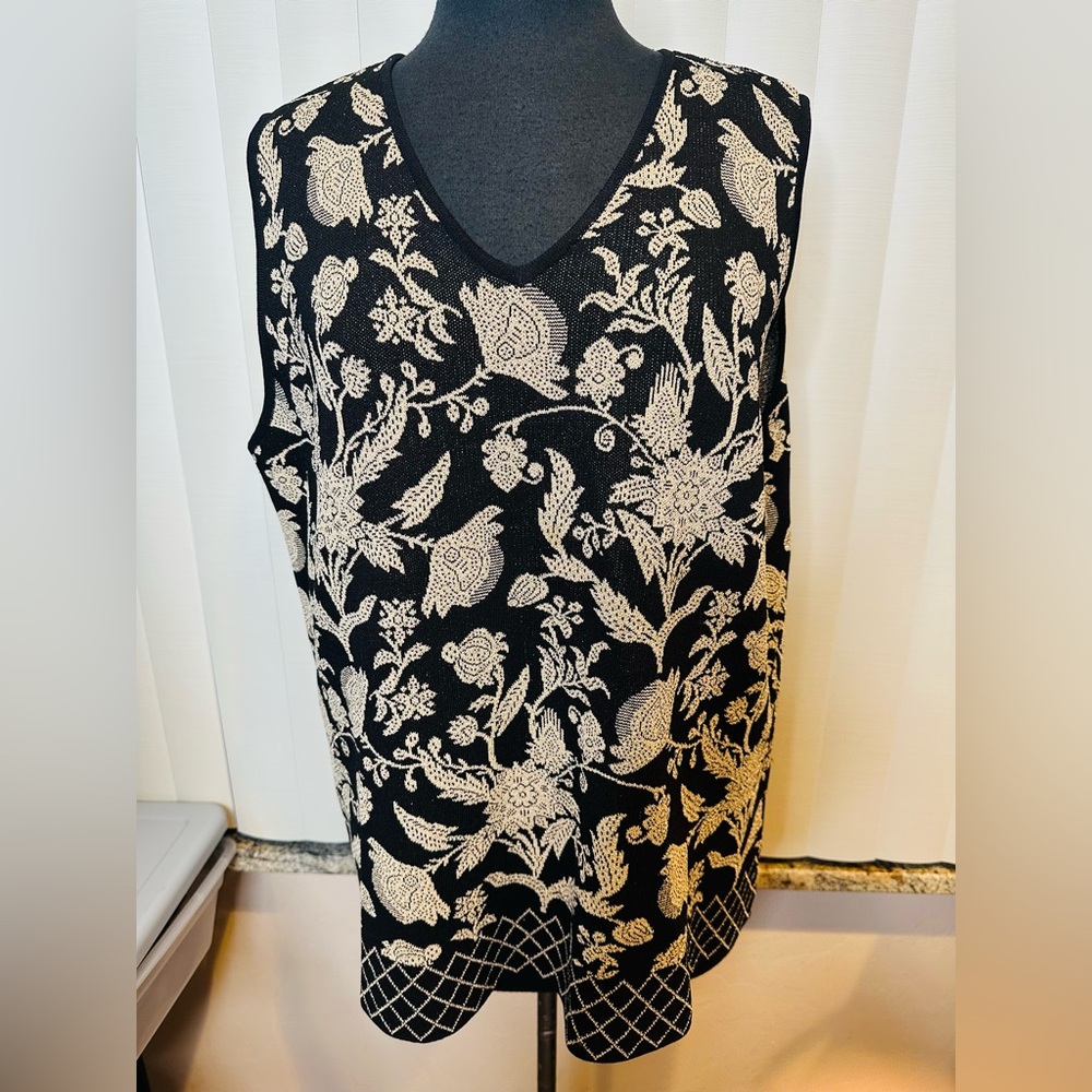 VINTAGE Nygard Gold Black Sleeveless Pullover Blouse/Vest Size XL/ 18-20